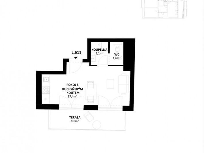 Квартира, 1 + kk, 22 м2, Прага - Винограды фото 3